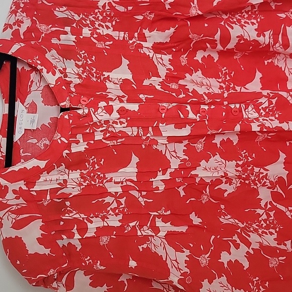 Red And White Pin Tuck Bodice Ramie Summer Tunic NWOT Sz L - Picture 5 of 10